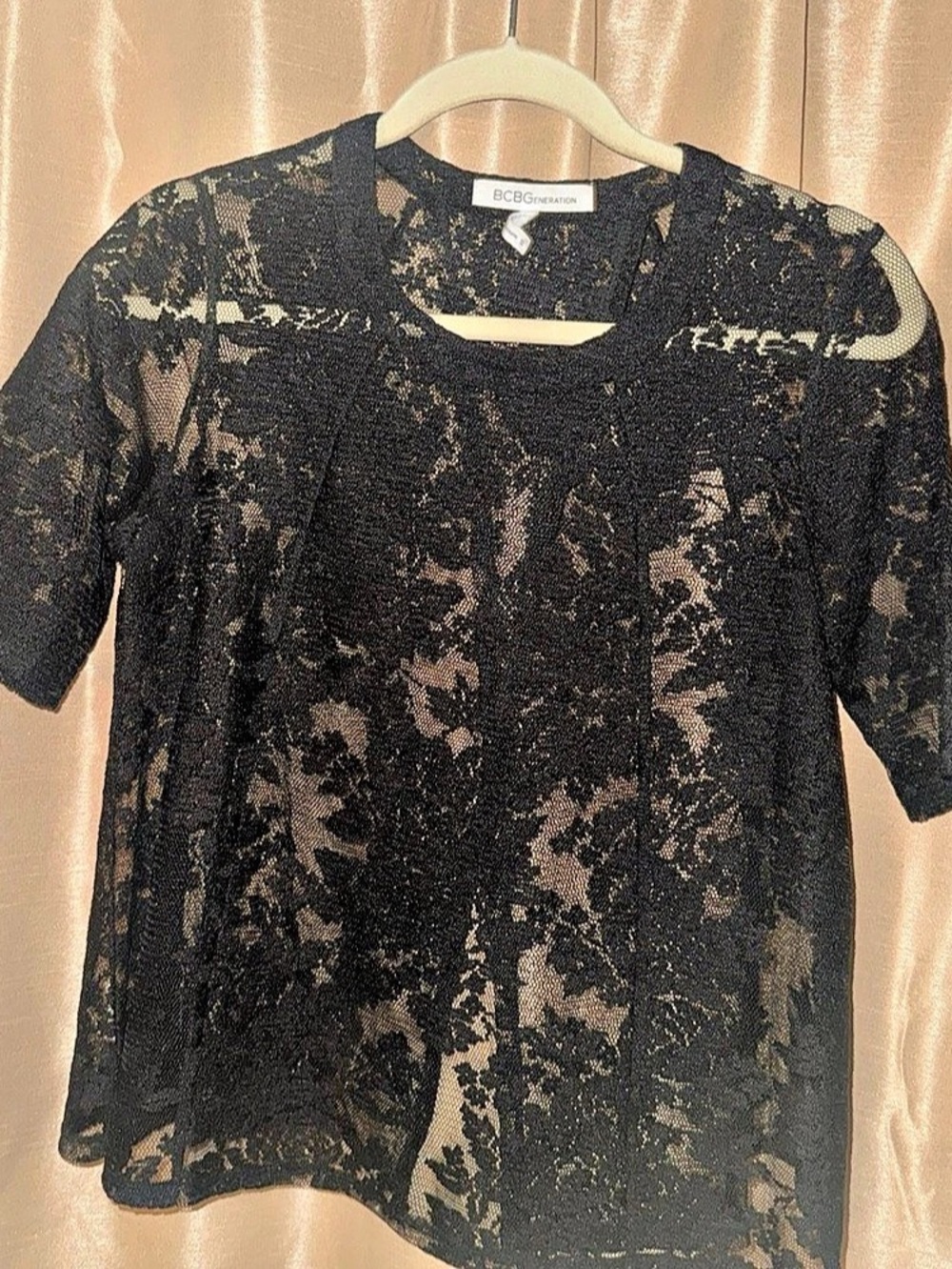 BCBG Generation Black Floral Lace Blouse Like New